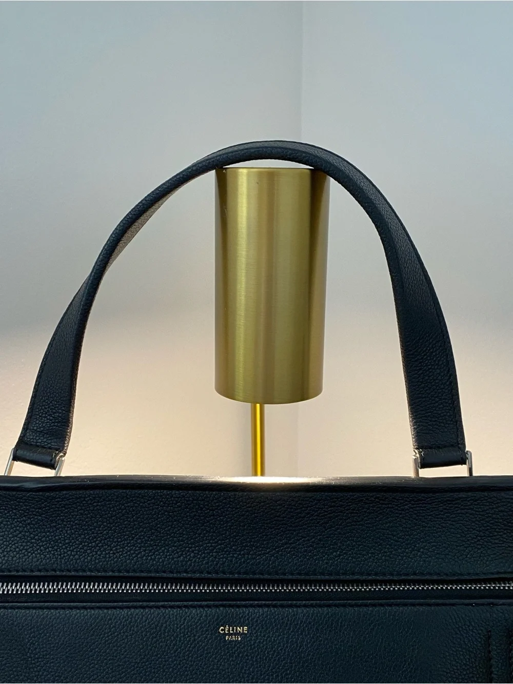 Celine Black Leather Satchel with Top Handle